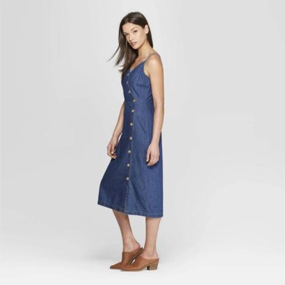 Universal Thread Asymmetrical Button Front A-line Denim Dress XS